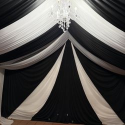 Black and white draping Canopy Message me for free quote