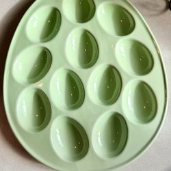 BIA Cordon Bleu  Stoneware Deviled Egg Platter Sage Green Serving Tray