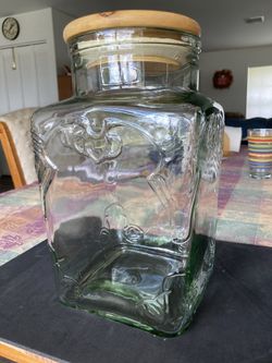 Used Vintage Clear Glass Jar With Lid