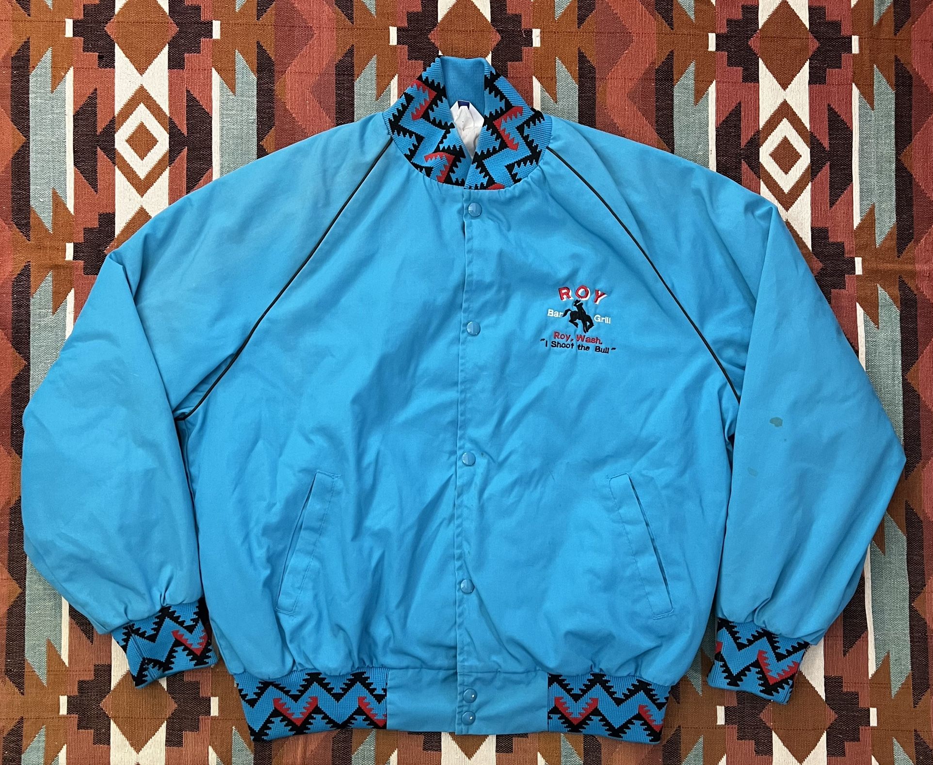 Vintage West Ark Snap Button Jacket Southwest Aztec Pattern XL Made in USA