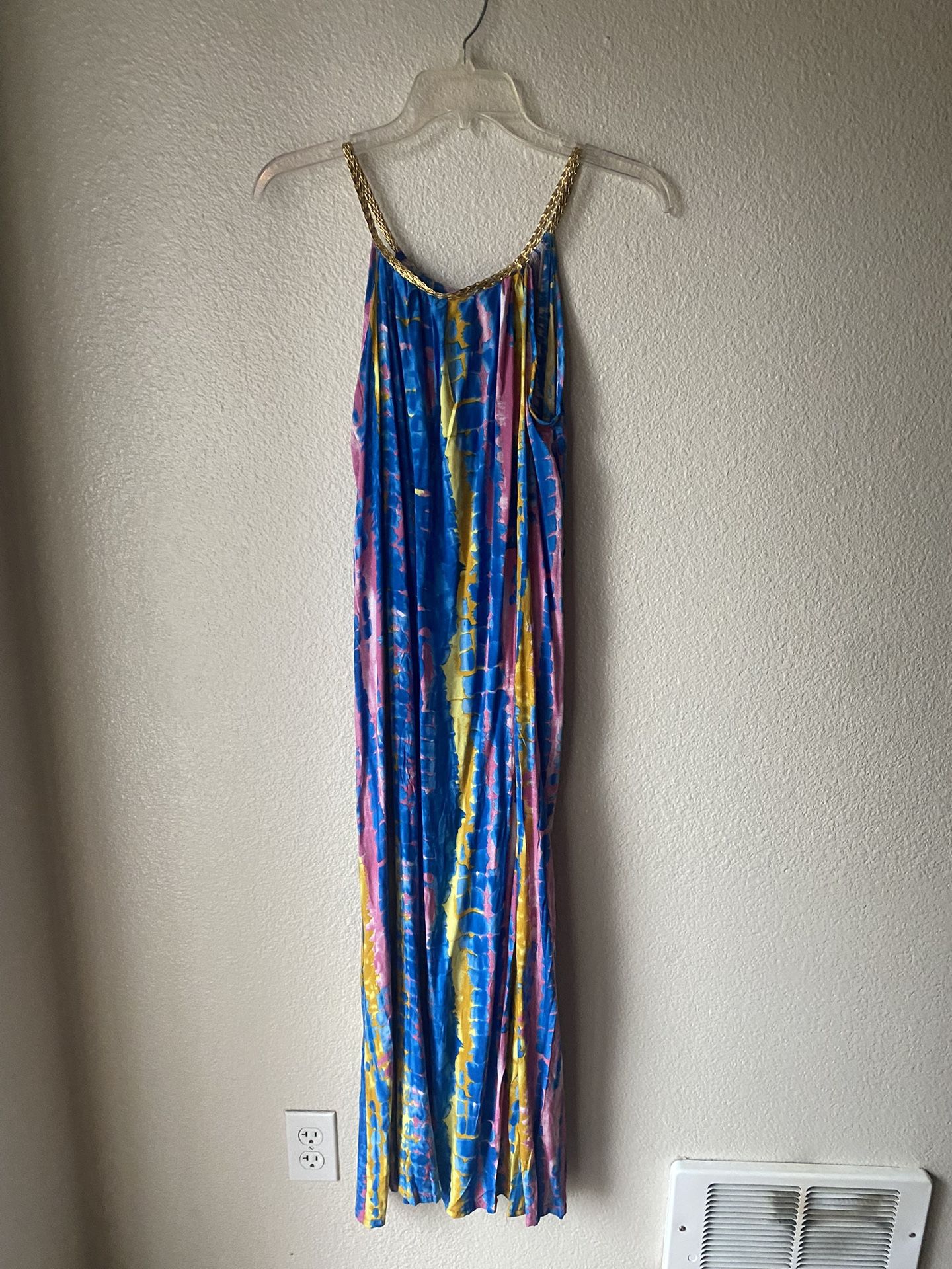 Brand new woman’s Ace Fashion New York brand blue tie dye maxi dress up for sale
