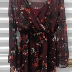Abercrombie & Fitch Ladies Burgundy Floral Dress Size S