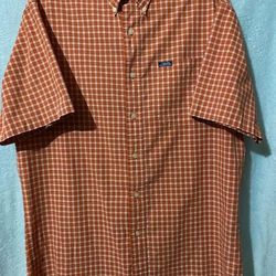 CRL Chaps Ralph Lauren Mens Shirt Orange Tattersall Plaid size M