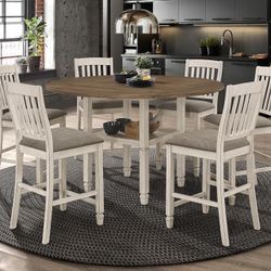 Brand New 5 PC Counter Height Convertible Dining Set—Round To Square Conversion