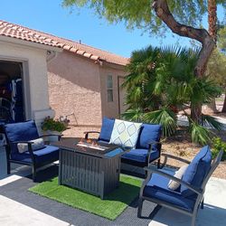 Patio Set Fire Pit And Furniture Set With Cushions 