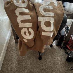 supreme cropped panels hooded sweatshirt Light brown