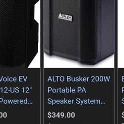 ALTO Busker 200W Portable PA Speaker System with Rechargeable Battery, Bluetooth, 3-Channel Mixer, Alesis FX, App Control, USB Charging