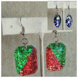 Red And Green Glitter Christmas And Purple And Black Nightmare Before Christmas Earrings  