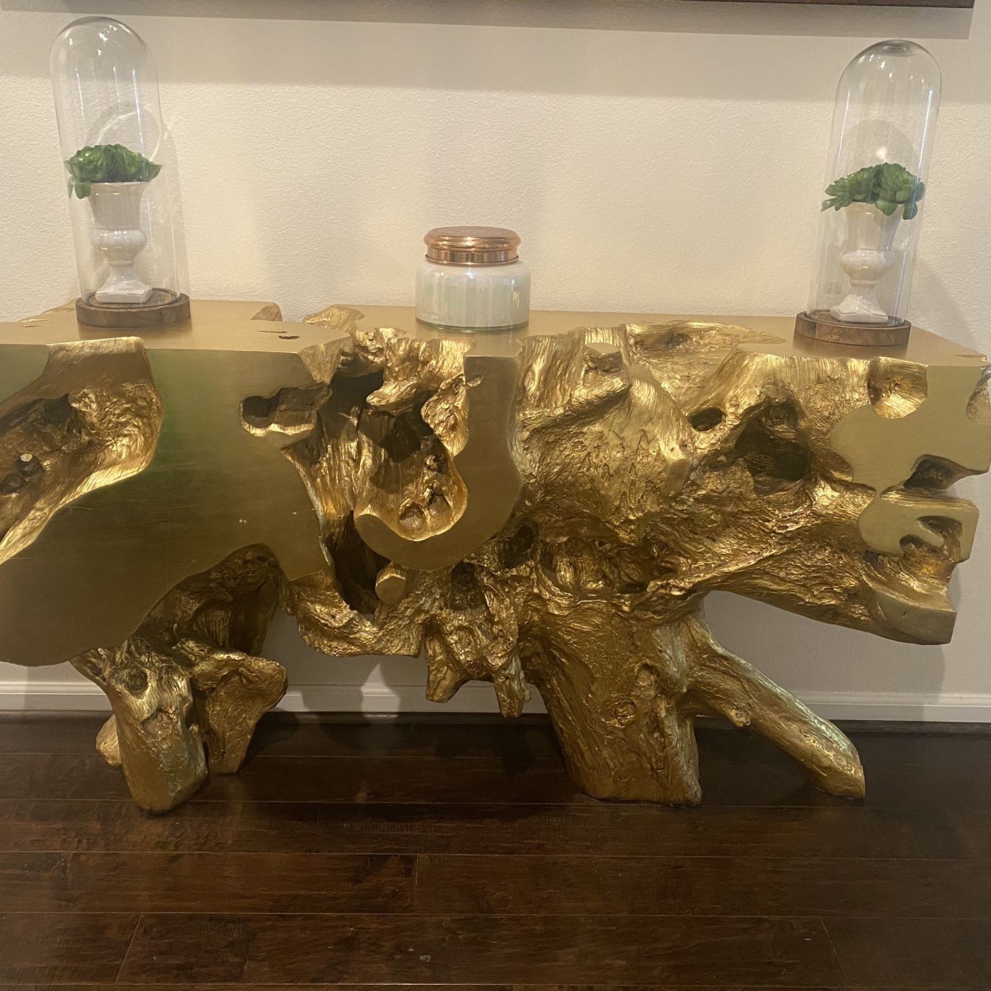 Gold sequoia console table deals