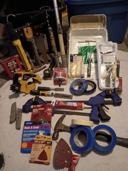 Mixed Hand Tools and Painting Supplies Lot