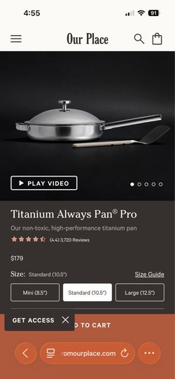 Pots and pans Our place brand  Titanium always pan pro  10.5 inch pan and top Like new used once  In great condition see pictures for detail  Non stic