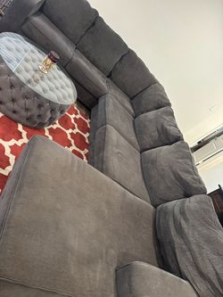 Large Gray Fabric Sectional Sofa