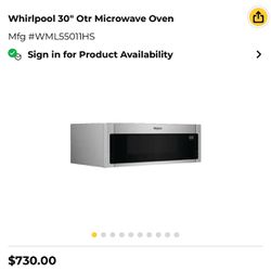 Selling whirlpool Over The Range Microwave
