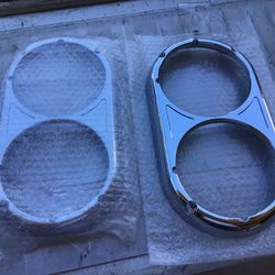 Headlight Bezel For Peterbilt 359 Headlight Bracket Chrome Round Dual Headlight Trim