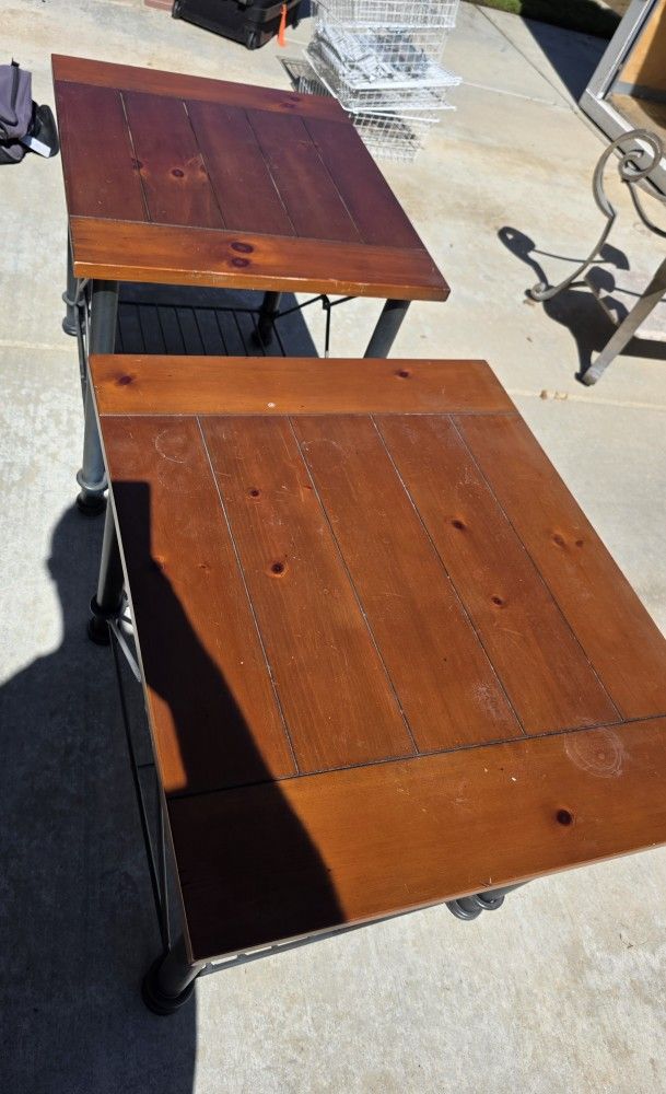 Real Wood And Metal End And Coffee Tables