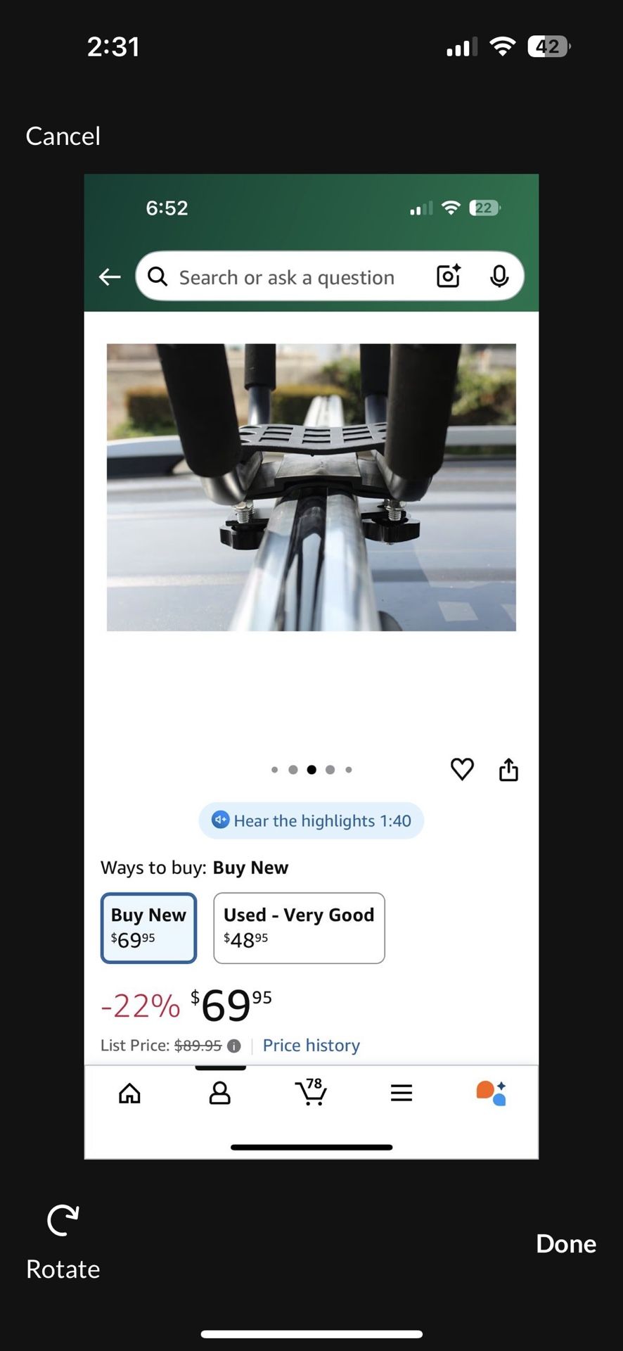 Two Kayak Racks WITH A Jeep Crossbar