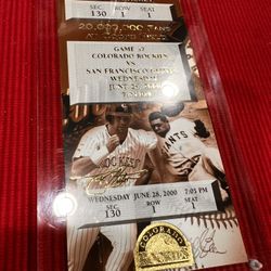 COLORADO ROCKIES VS GIANTS JUNE 28 2000 COORS FIELD SEASON TICKET HOLDER L@@K 