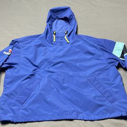 Men’s Vintage Nautica Scuba Blue Windbreaker Jacket 1/4 Zip Nylon - Size Large