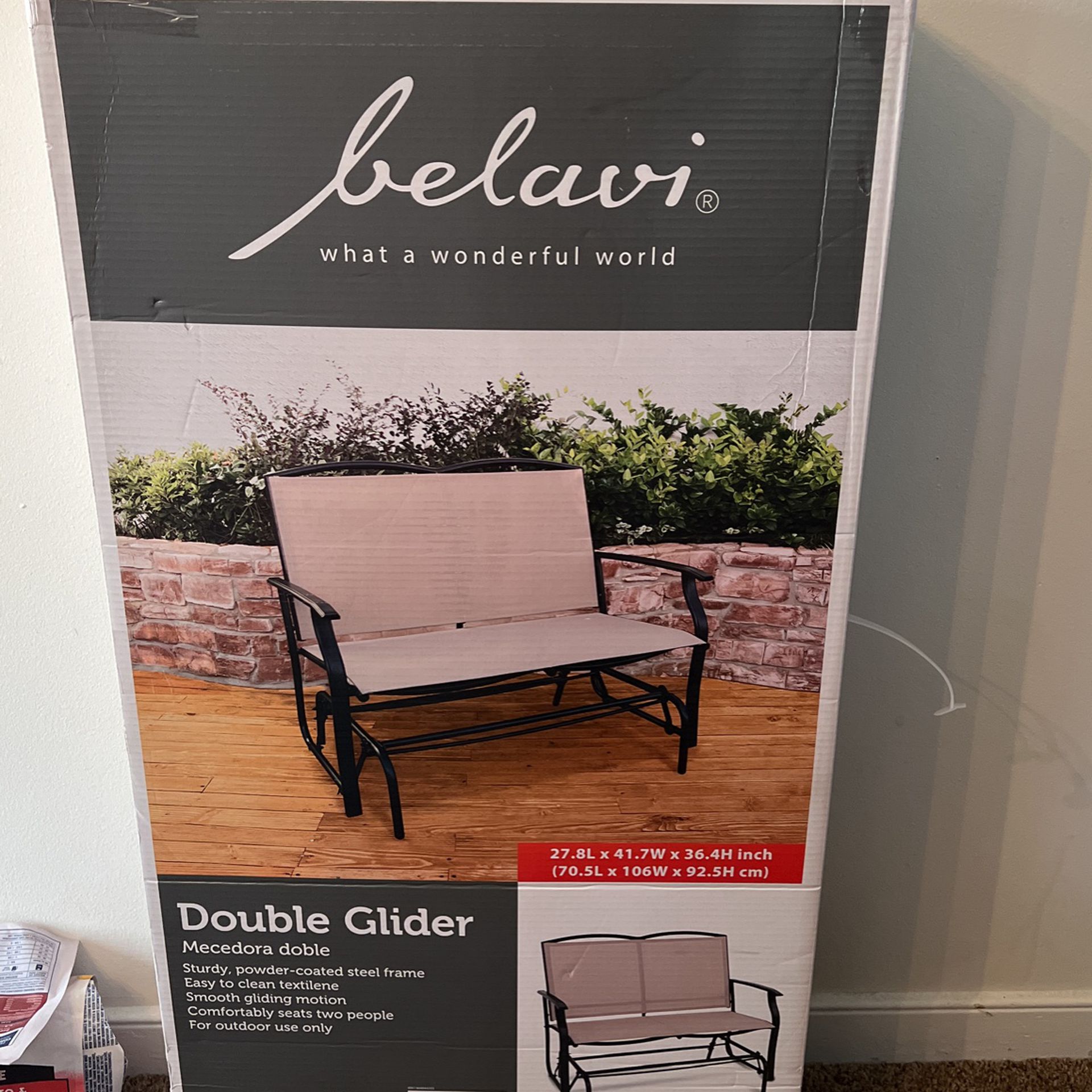 Brand New Never Used Double Glider For Outside 