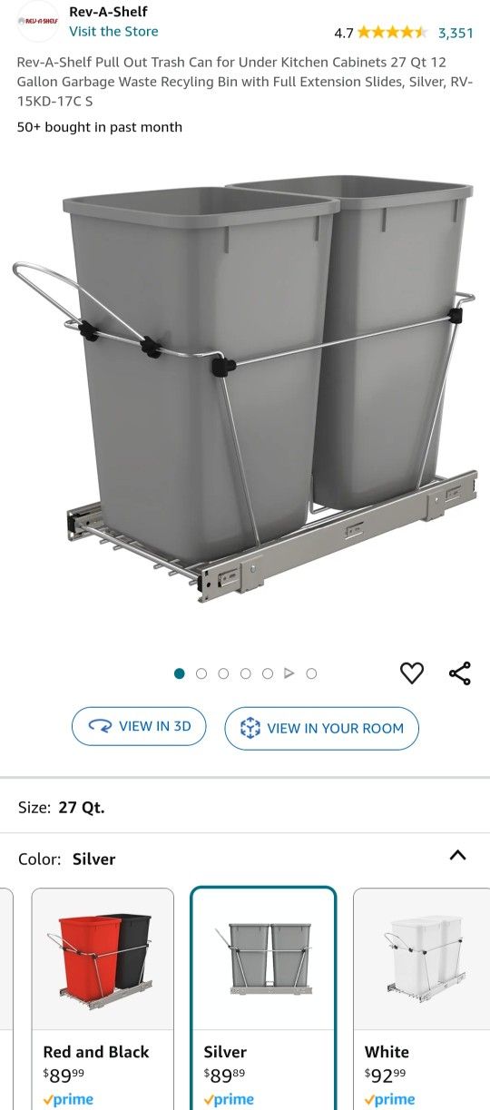 Rev A Shelf pullout trash bins
