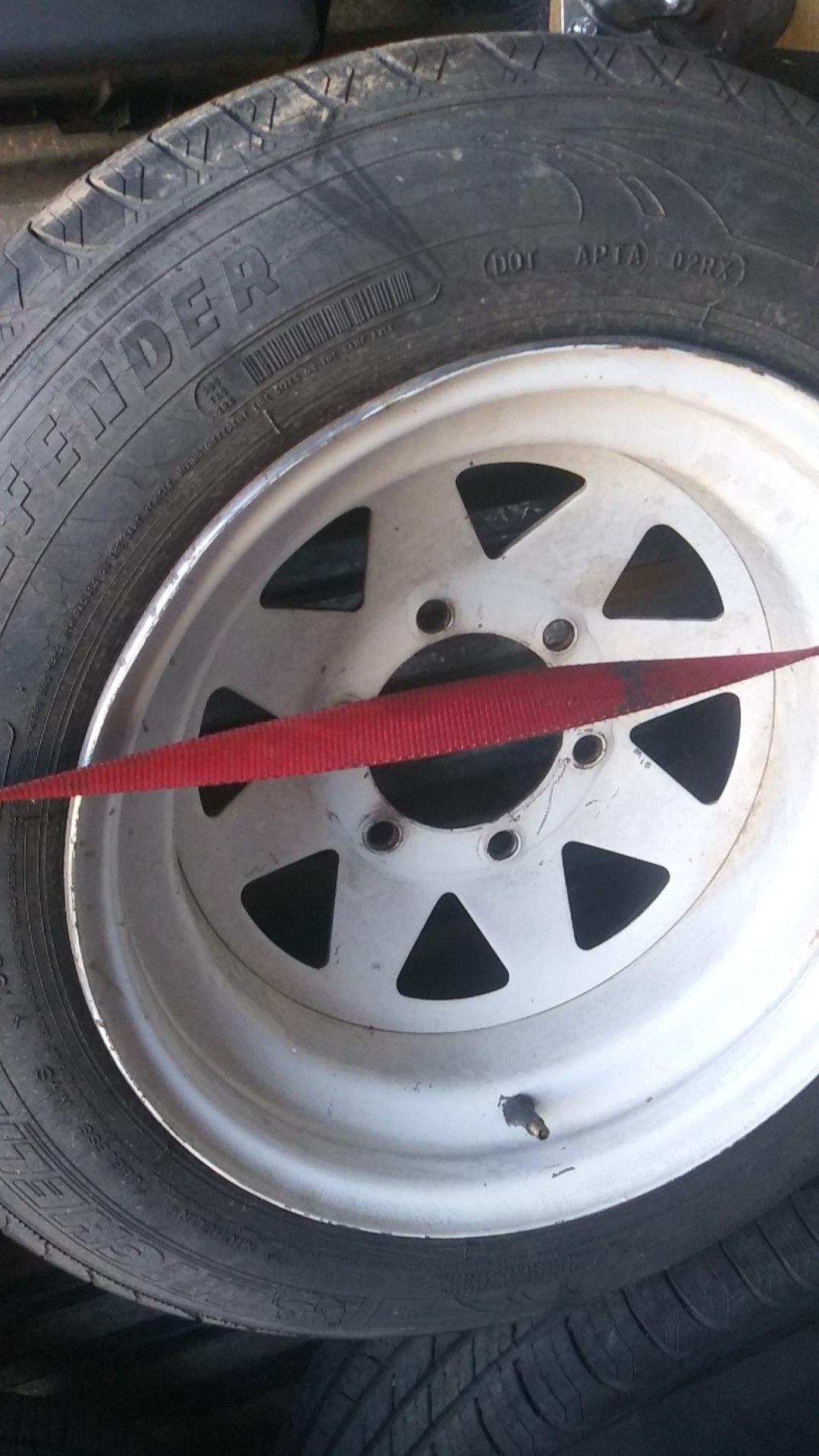 6 lug trailer rims tires have good tread but a little weather cracks