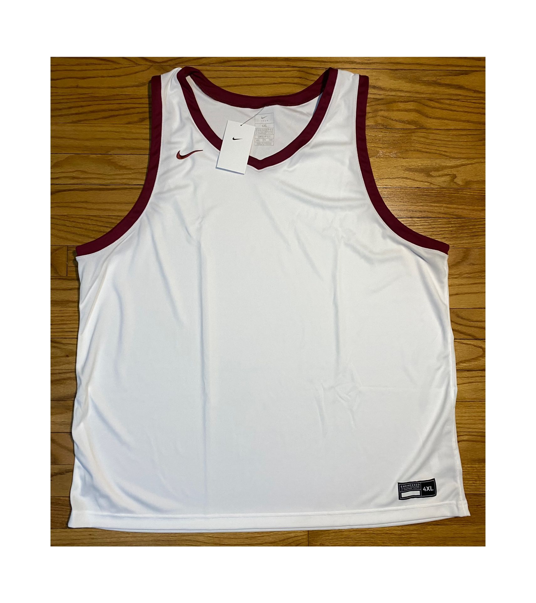 Nike Basketball jersey Burgundy & white Men’s sz 4XL NEW! Big & Tall
