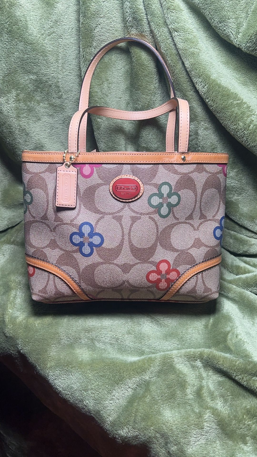 Coach Peyton Signature Logo Clover Mini Tote Bag.