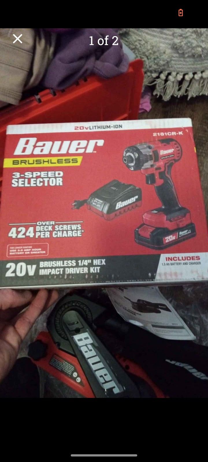 Bauer 20V Brushless 1/4" HEX Impact Driver Kit