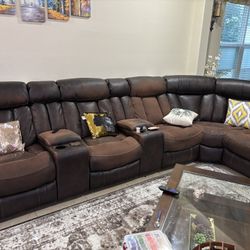 Sectional Sofa With 3 Recliners - 2 Power