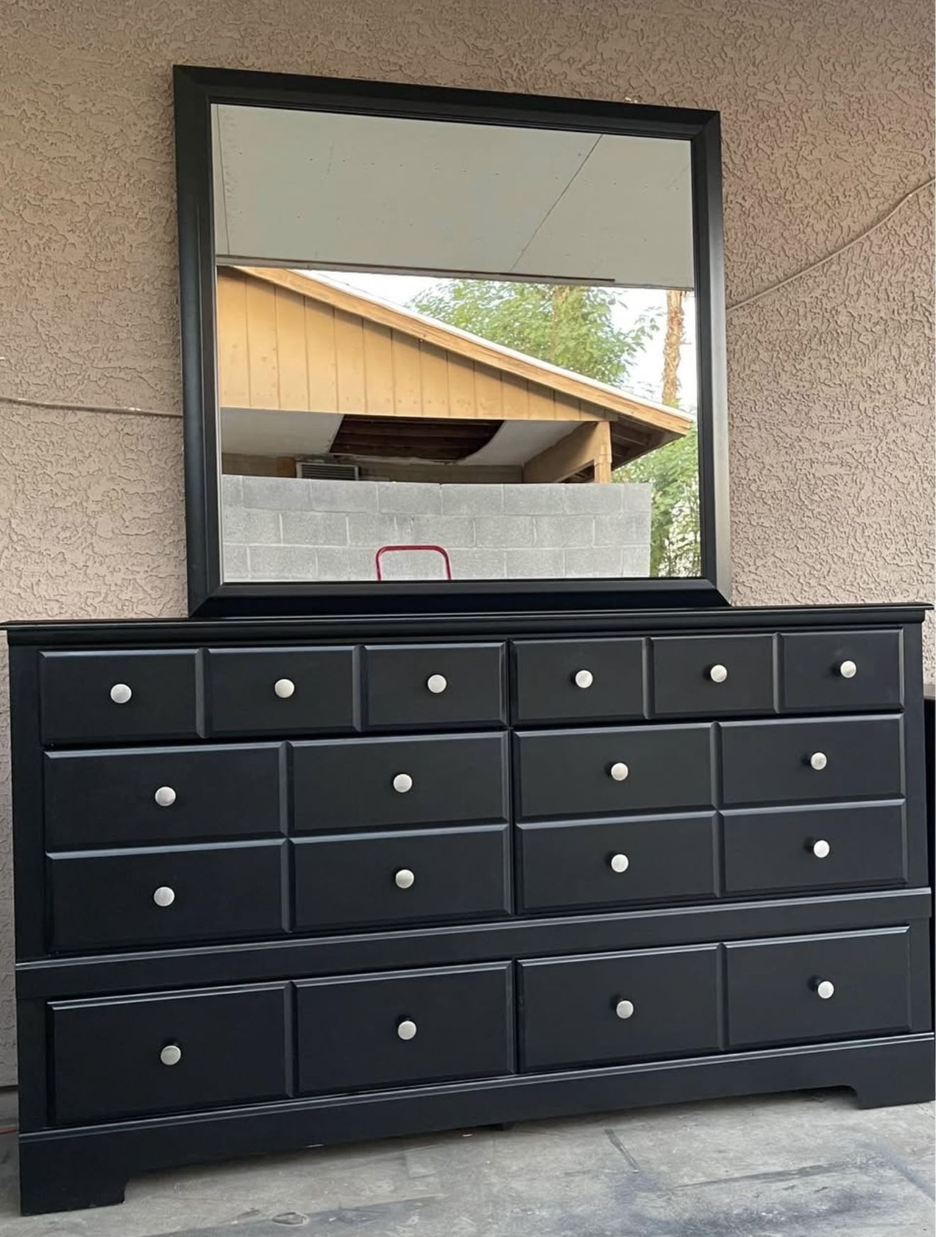 Large Black Dresser With Mirror