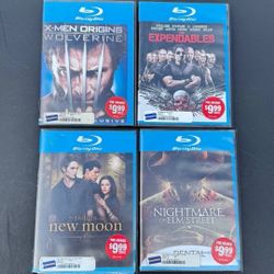 Lot of 4 Blu-ray Movies Wolverine Expendables New Moon Elm Street Used