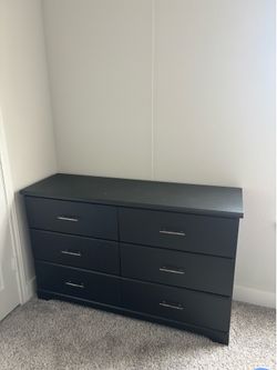 Black Bedroom Set – Bed Frame + 6 Drawer Dresser