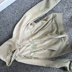 New York green rhinestone full zip sweater size S : $30
