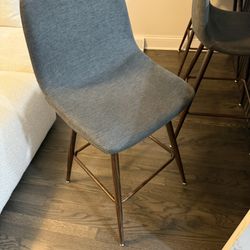 Modern Gray Bar Stools / Kitchen Island Chairs – Set of 3