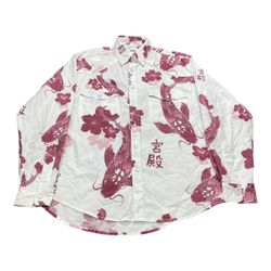 Palace Skateboards Carp Oriental Button Down Long-Sleeve Dress Shirt White/Red Wine (FW21) Adult Men’s Size Small