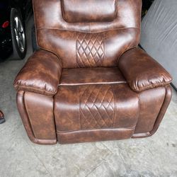 Almost New Leather Rocker Recliner  Brown