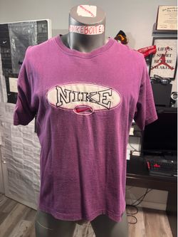 Vintage Nike Arch Logo Spellout Purple Grey T-Shirt Men’s Size X-Large Y2K 2000s