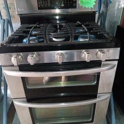 New LG stainless steel gas stove double oven