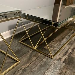Gold Mirror Coffee Table And Side Table