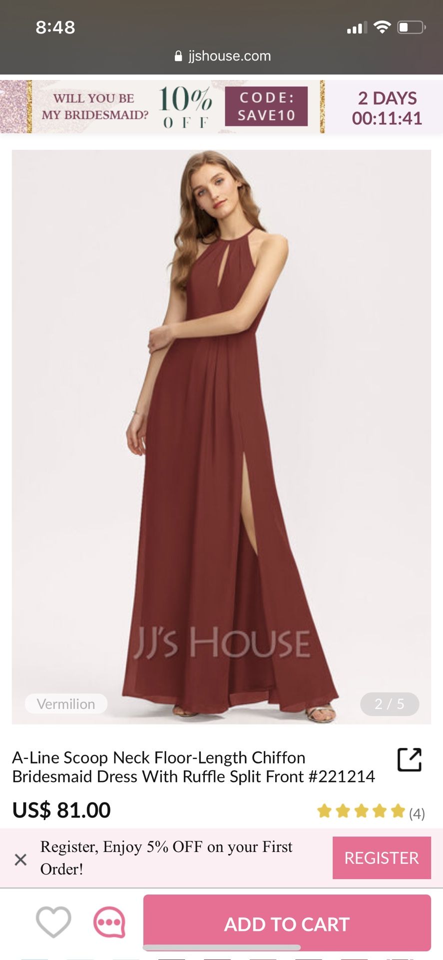 Size 6 Vermilion Bridesmaids dress