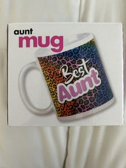 Best Aunt Coffee Mug - New in Box - Colorful Leopard Design