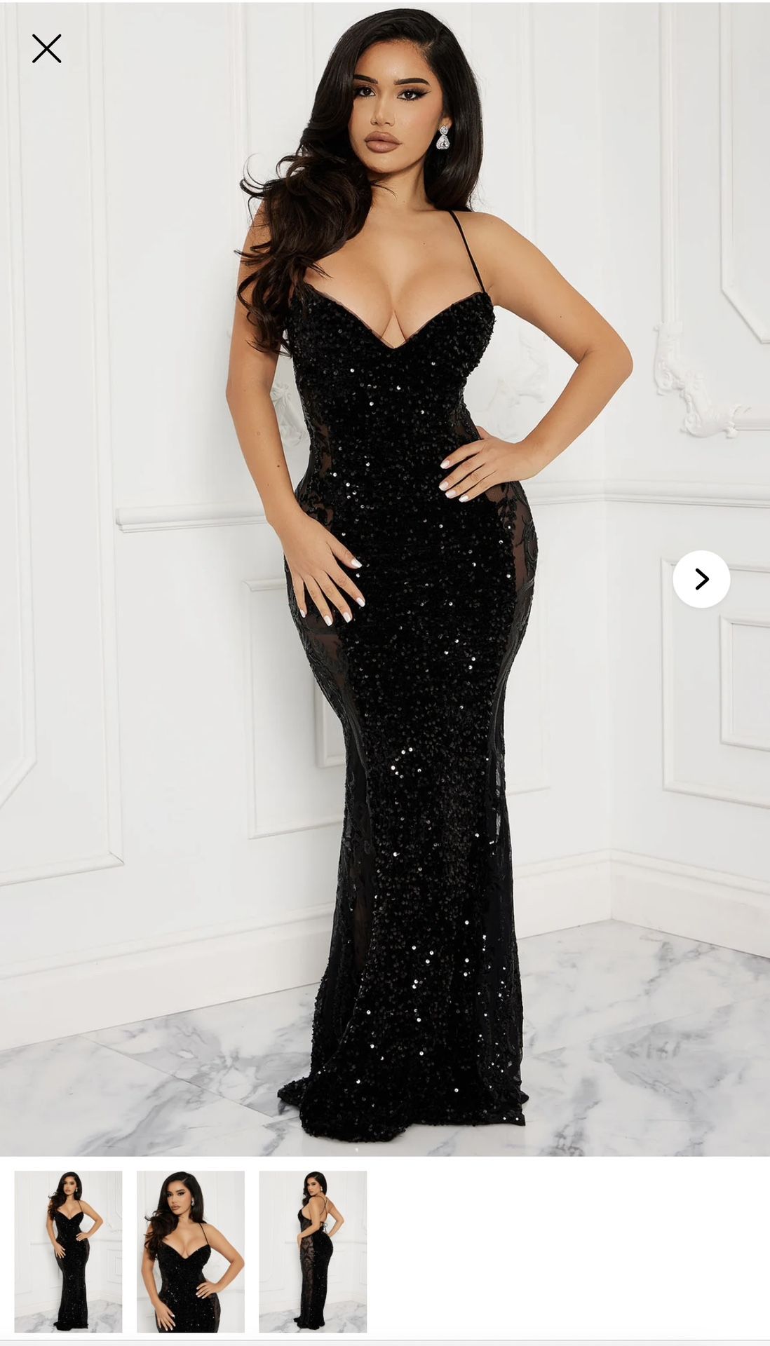 Velvet Sequin Maxi Black Dress In Size Medium