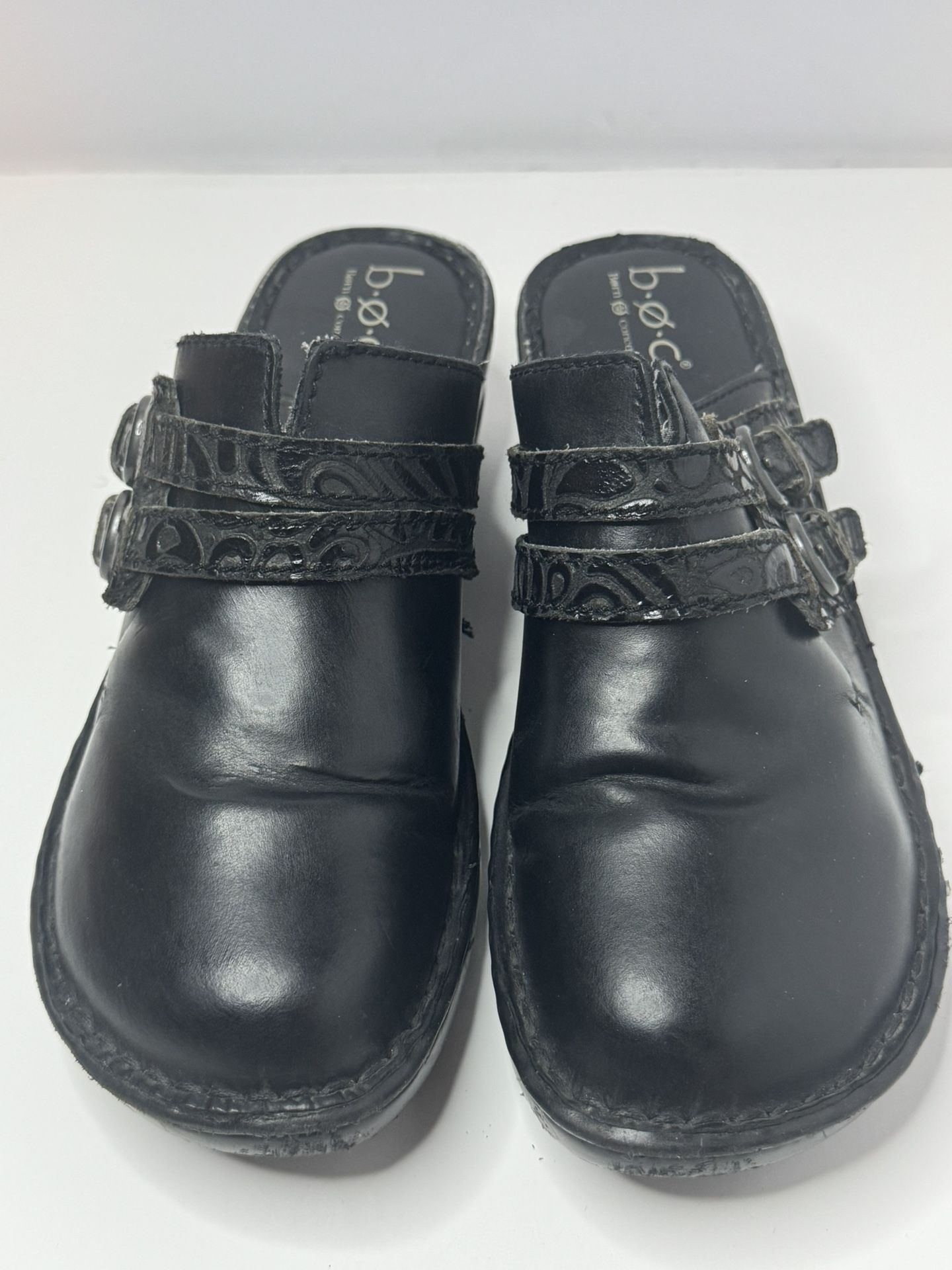 Born Concept B.O.C Black Leather Mules Size 9M
