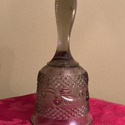 Vintage Olive Green Depression Glass Bell English Diamond Pt & Scrolls Pattern