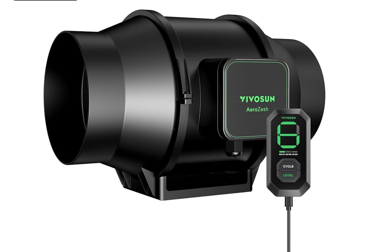 VIVOSUN AeroZesh S6 6-inch 405 CFM Inline Duct Fan with E12 Speed Controller, Entirely Programmable PWM-Controlled EC Fan for Grow Tent Ventilation