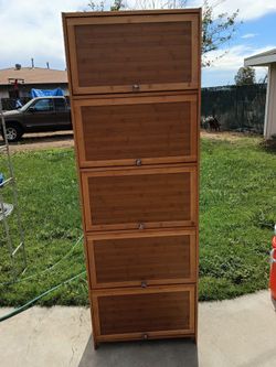 Tall Bamboo 5-Compartment Storage Cabinet