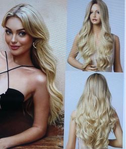 Blonde middle part wig