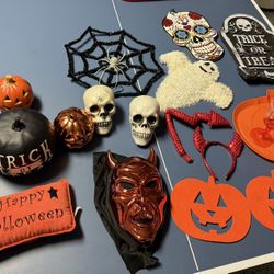 Large Lot Of Halloween Items Decorations. Pumpkins. Masks. Ask a few dollars a piece. Great deal for multiple items. Just ask. You won't be disappoint