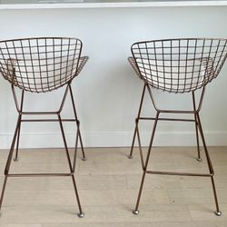 Rose Gold Wireback Bar Stools (2) 