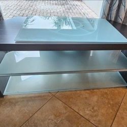 TV Table Stand with Swivel Glass Turntable